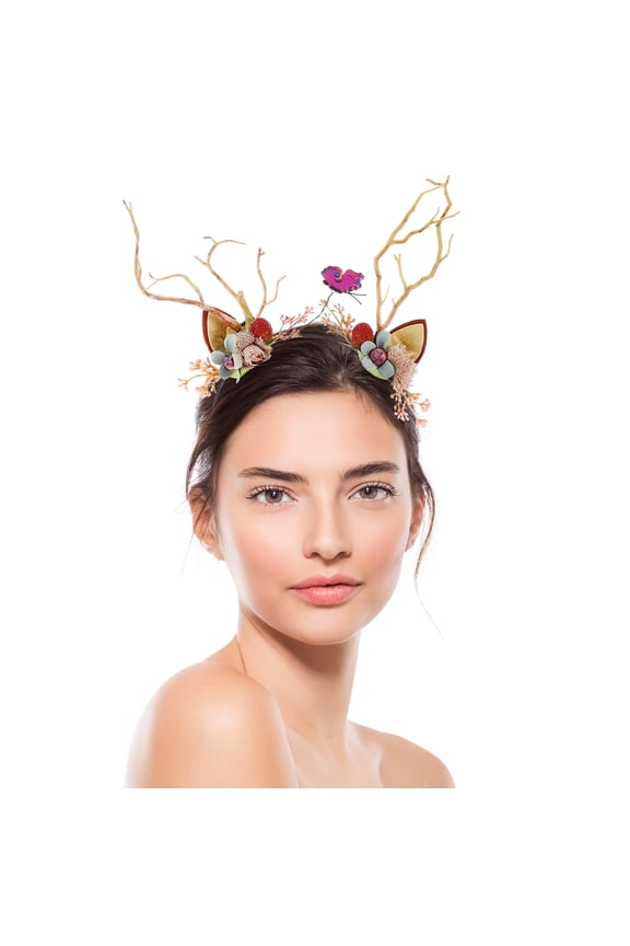 Fabric Antler Hair Clips Tree Topper Headband for Women, 1 Set Festive Hair Accessories