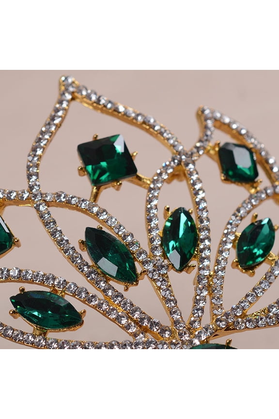Green Crystal Bridal Hair Hoop with Alloy and Rhinestones, Elegant Wedding Headpiece for Ceremony and Special Occasions