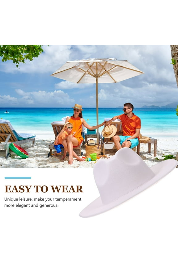 Unisex White Wide Brim Fedora Hat Made of Wool Felt, Ideal for Weddings, Masquerades, and Special Occasions