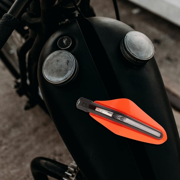 ETHZZLE Universal Fit Motorcycle Handguards with Builtin Turn Signal Lights and Wind Shield Orange
