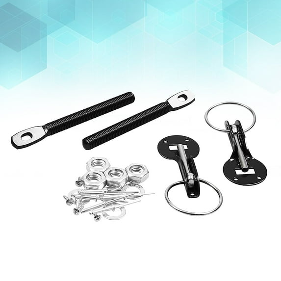 ETHZZLE Universal Aluminum Alloy Car Hood Bonnet Lock Pulling Type Replacement Accessory in Black for Engine