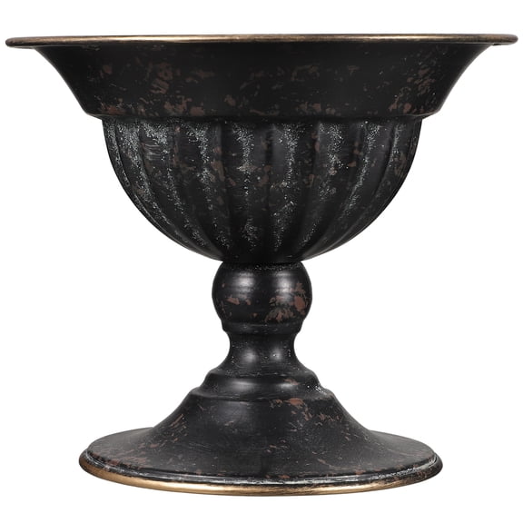ETHZZLE Black Metal Trophy Flower Vase for Home Office Decoration with Vintage Iron Art