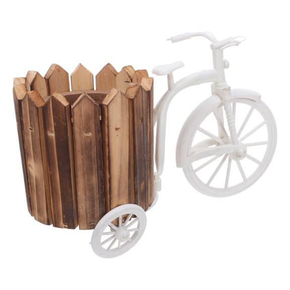 ETHZZLE Metal and Wood Tricycle Plant Stand with Wheels for Decorative Indoor Outdoor Plants