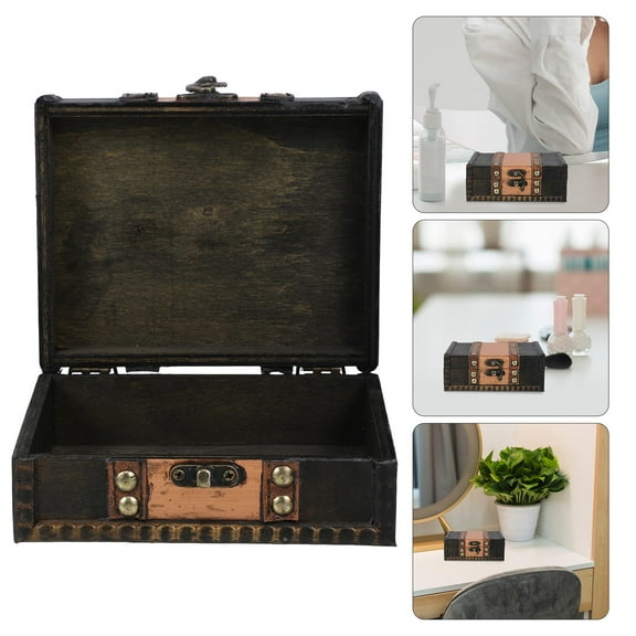 ETHZZLE Vintage Wooden Storage Box for Pet Use Multifunctional Jewelry Organizer Decorative Keepsake Box in Multi Color