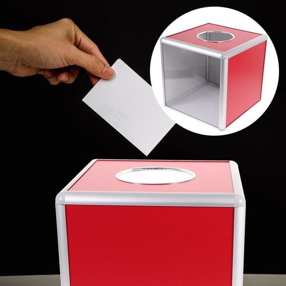 ETHZZLE Red Ballot Box, Aluminum Material, Ideal for Fundraising and Corporate Parties