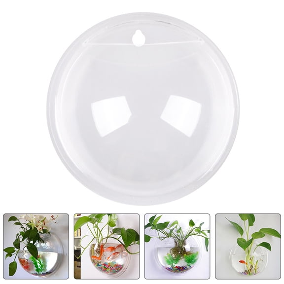 ETHZZLE Wall Mounted Round Acrylic Fish Bowl Vase for Fish Keeping and Home Decoration, 1 Set