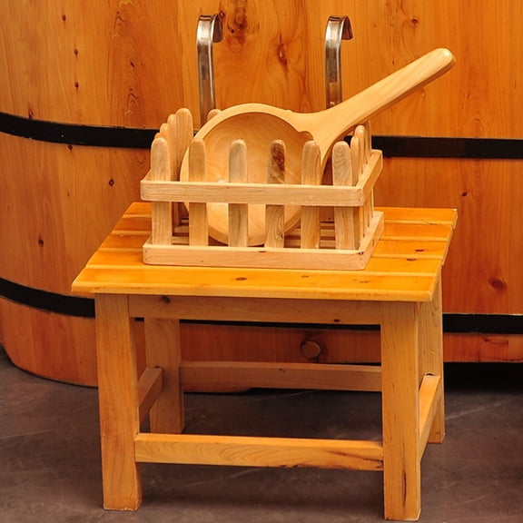 ETHZZLE Hanging Shower Basket Wooden Brown 1Pack