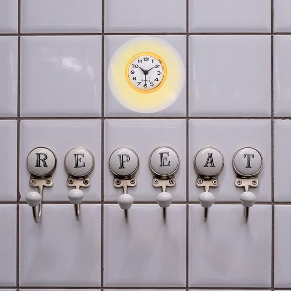 ETHZZLE Small Bathroom Clock with Cup, Clock for Shower, Kitchen, Home Decor