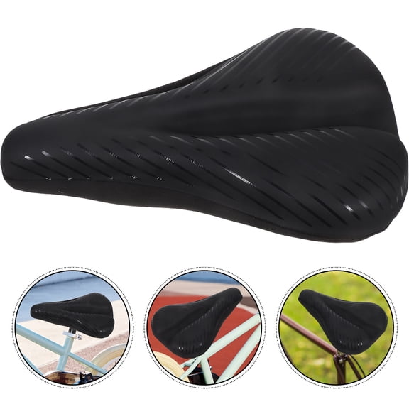 ETHZZLE Black Padded Silicone Bike Seat Cover Cushion for Mountain Bikes and Home Cycling Comfort