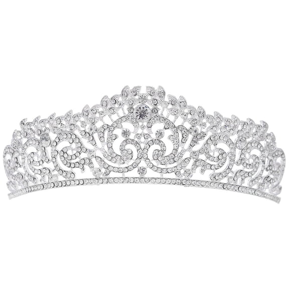 ETHZZLE Bride Headdress Bridal Crown Alloy Rhinestone Silver 1Set