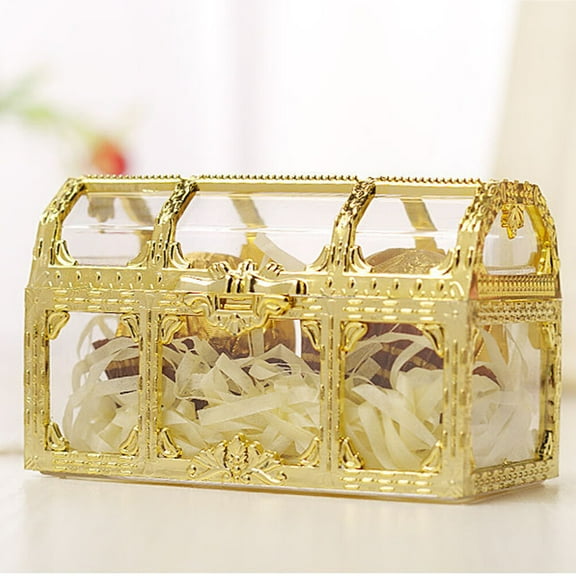 ETHZZLE Wedding Favours Boxes Golden Storage Treasure Box Shape Vintage Design for Guests 1Pcs
