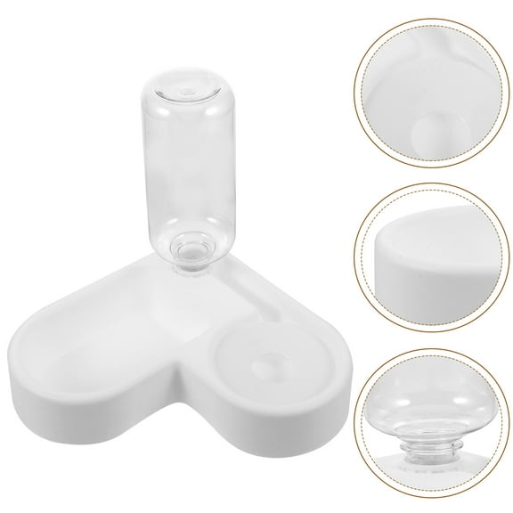 ETHZZLE White Auto Water Bowl for Cats and Dogs Combined Food and Water Feeder Easy to Clean