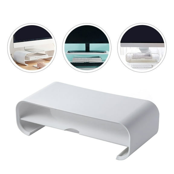 ETHZZLE White Computer Lifting Rack with Storage for Home Desk Space Saving and Screen Heightening