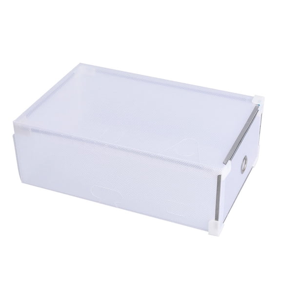 ETHZZLE 5Pcs Stackable White Shoes Storage Organizer Box with Transparent Sides