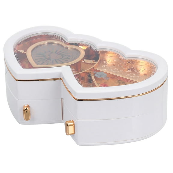 ETHZZLE Decorative White Music Box with Ballerina and Heart Shaped Design