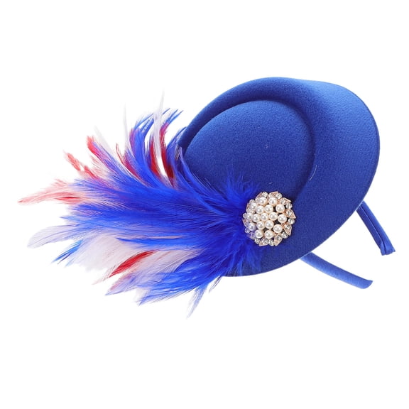 ETHZZLE Blue Vintage Wedding Headpiece French Plume Fascinator for Formal Occasions