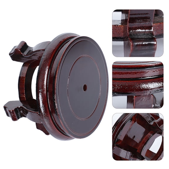 ETHZZLE Decorative Wooden Vase Base Dark Brown for Flowerpot and Ornament Display