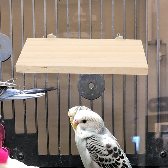 ETHZZLE Wood Perch Platform for Parrots and Small Pets Cage Accessory in Khaki