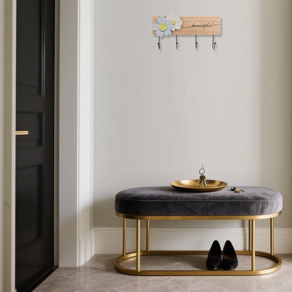 ETHZZLE Wall Mounted Wood Coat Hooks Light Brown Solid Wood Rack for Bedrooms Entryways and Hallways