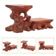 ETHZZLE Dark Red Wooden Display Stand for Antique and Decorative Storage