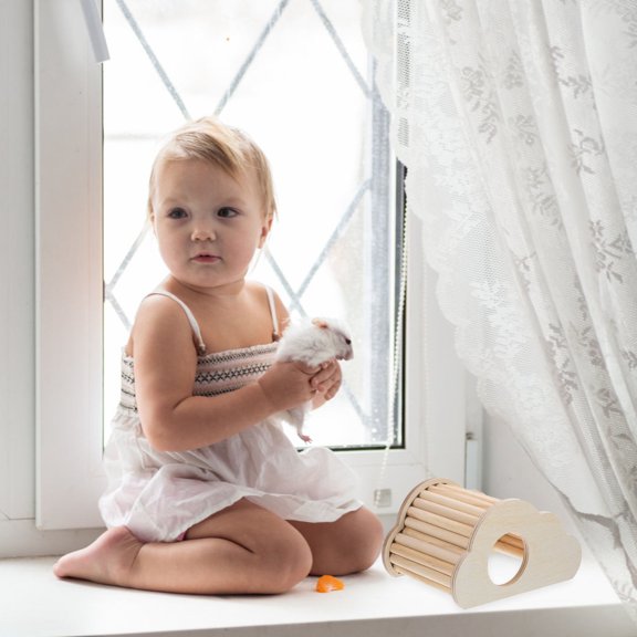 ETHZZLE Wooden Hamster Nest Toy MultiUse Hiding House for Small Animals Storage Khaki Size 11.8 x 11.8 x 11.8 cm