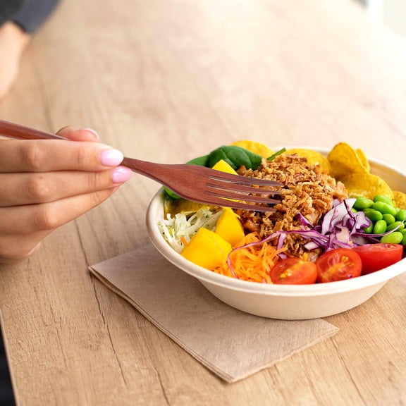 ETHZZLE Wooden Kitchen Fork Heat Resistant Long Handle Fork for Household Kitchen Use Brown Wood