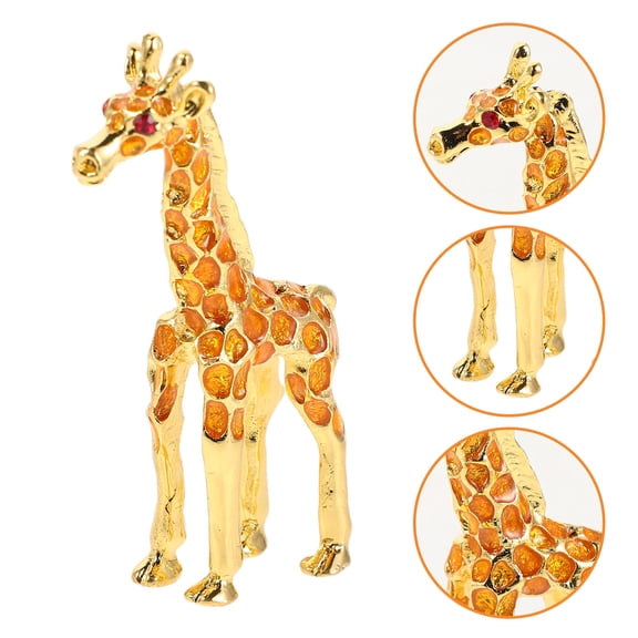 ETHZZLE Giraffe Statue Yellow Metal Art Handcrafted with Dazzling Rhinestones