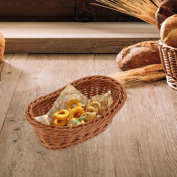 ETHZZLE Home Use Brown Plastic Bread Basket with Rounded Corners and Smooth Edges