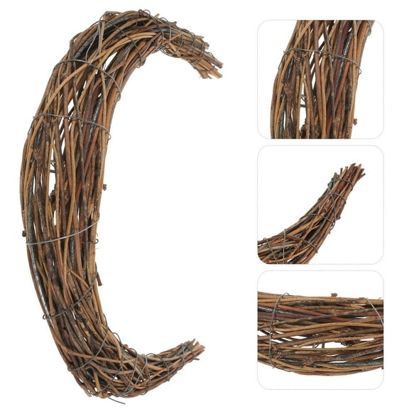 ETHZZLE Easter Light Brown Rattan Moon Wreath Decorative Set for Spring Home and Holiday Decor