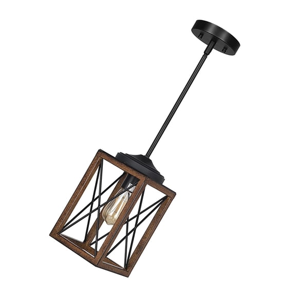 ETHZZLE Coffee Wooden Pendant Light Farmhouse Chandelier Ceiling Decor