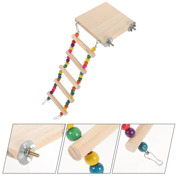 ETHZZLE Parakeet Climbing Ladder Toy Wooden Natural Design for Pet Bird Bird Cage Use 1Pack