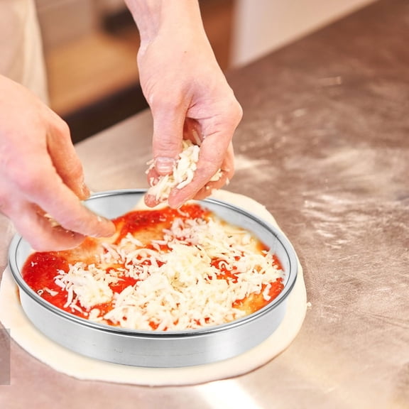 ETHZZLE Silver Metal Pizza Rings for Baking Oven and Outdoor Grill Use