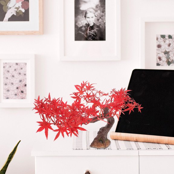 ETHZZLE Red Fake Small Tree Desktop Ornament Resin Artificial Tree for Stylish Home Decor