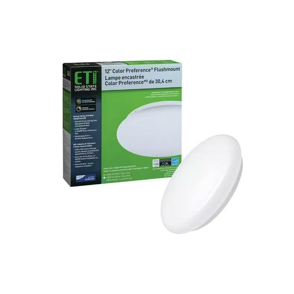 ETI 12" Low Profile LED Flush Mount Ceiling Light, 3CCT Color Preference, 120 - 277 Volt, 54436511