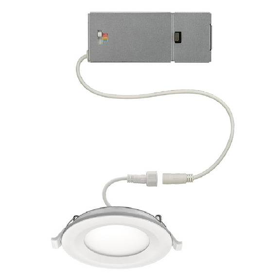 ETI 4" Low Profile Canless Direct Mount LED Downlight with Nightlight, 5CCT Color Preference 2700K/3000K/3500K/4000K/5000K, 120V, Aluminum, 53827103