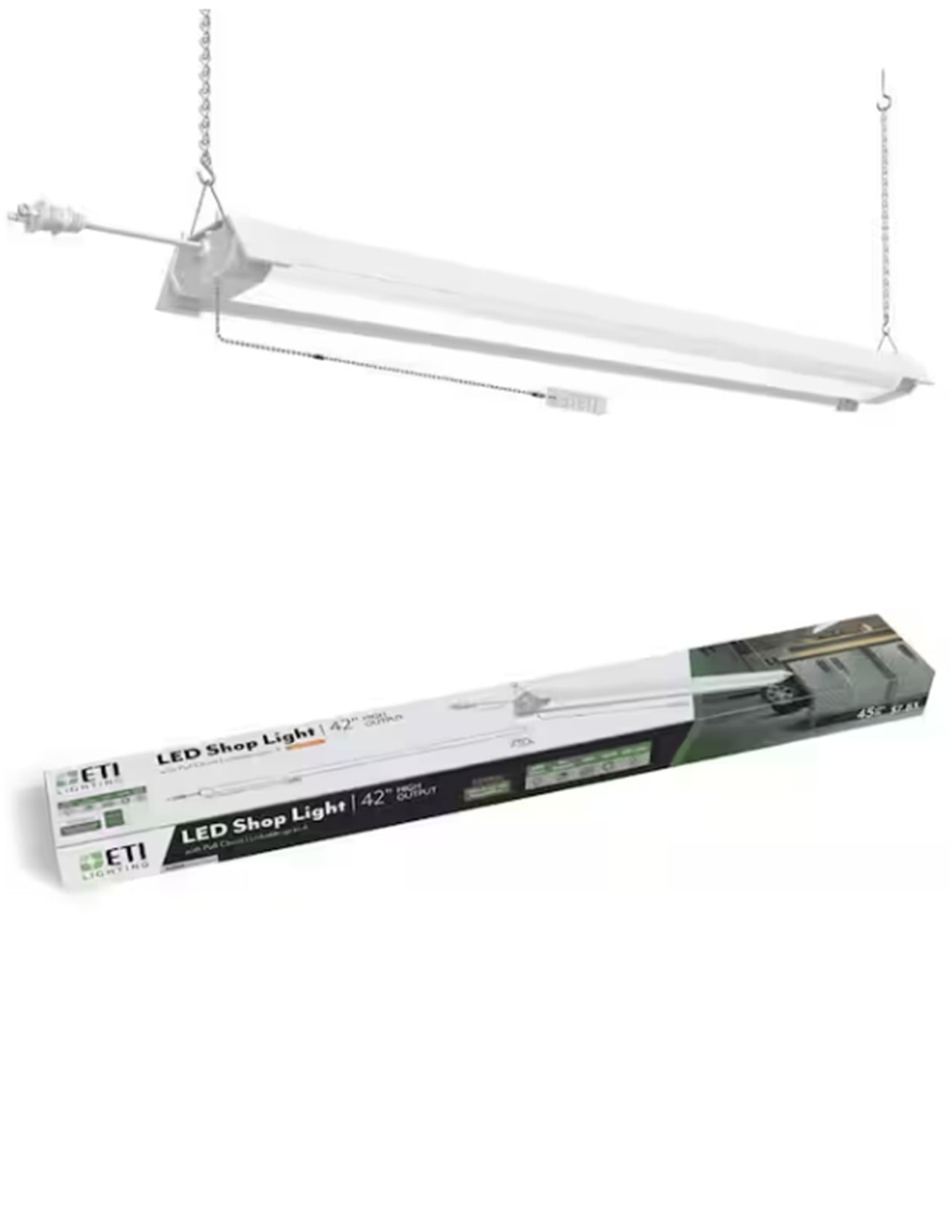 ETI 42” Super Bright 6200 Lumen LED Shop Light, 4000K Bright White, Linkable, 120 Volt, B02013601A