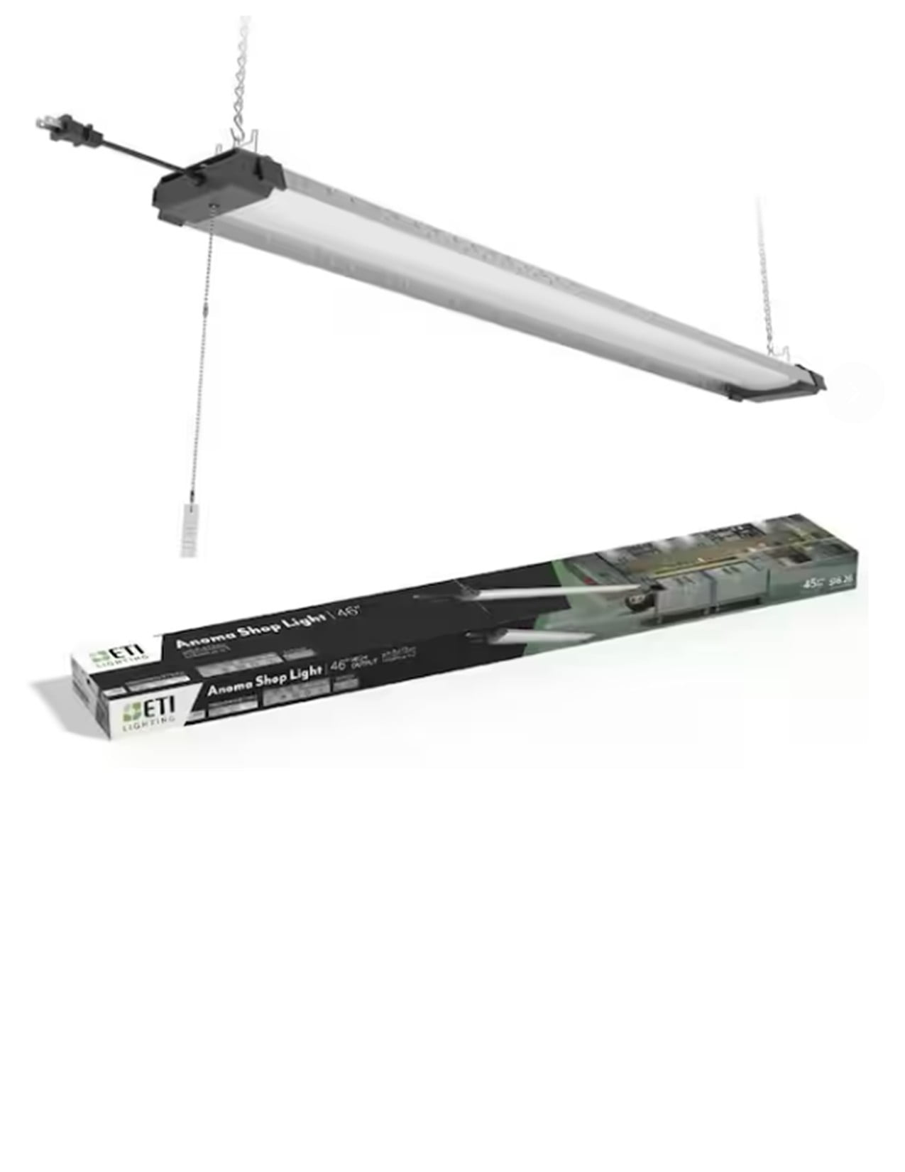 ETI 46-inch Anoma Integrated LED Shop Light with 13,000 Lumen Boost, 4000K Bright White, Linkable, 120 Volt, B02015601A