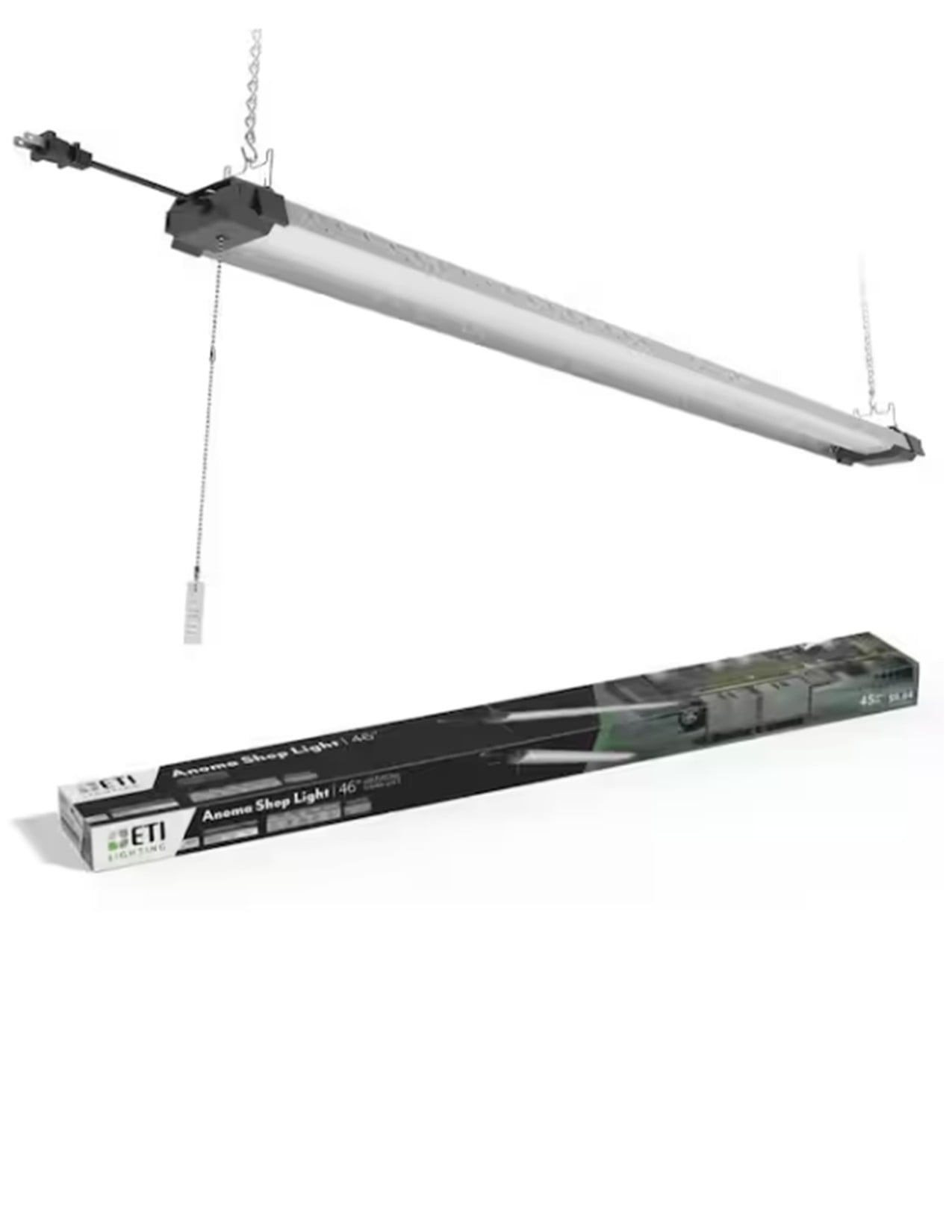 ETI 46-inch Anoma LED Shop Light with Pull Chain, 7500 Adjustable Lumen Boost,  4000K  Bright White, Linkable, 120 Volt, B02014601A