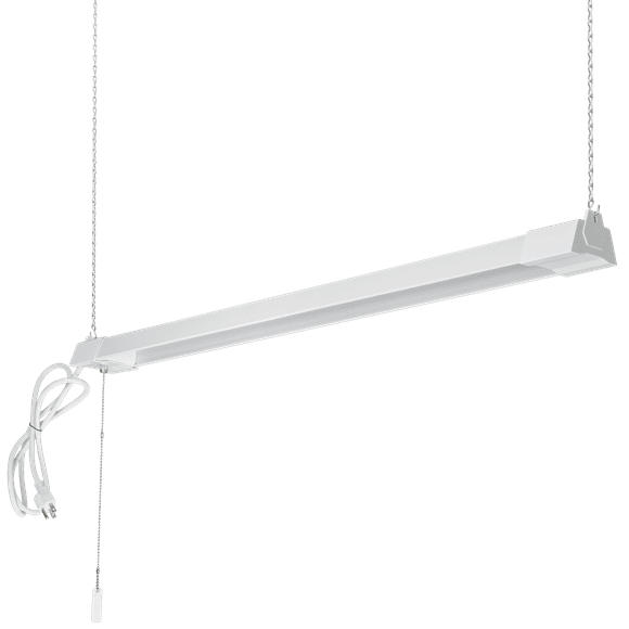 ETI 3' LED White Shop Light with Pull Chain, 3000 Lumens, 4000K Bright White, 120V
