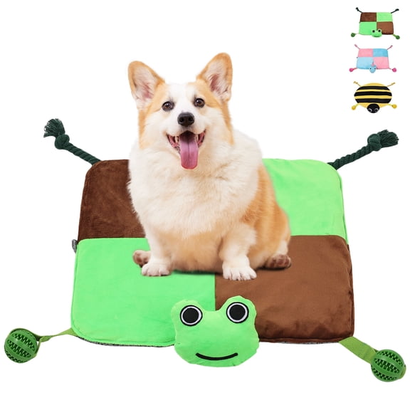 Duuclume Interactive Dog Play Mat, Squeaky Dog Sleeping Pad with Slow Food Leakage Ball (Green)