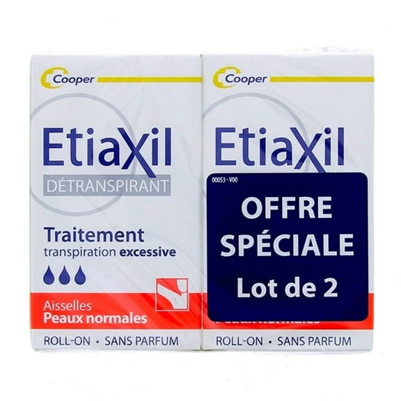 ETIAXIL Roll-On Anti-Perspirant Deodorant NORMAL Skin - 2x15ml [2 PACK]