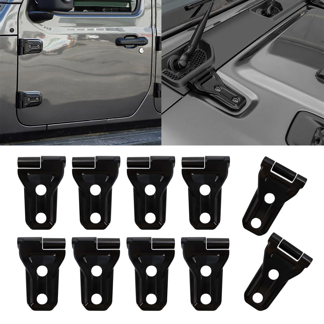 Black Engine Hood Hinge Cover Trim Decorartion For 2007-2018 Jeep Wrangler JK