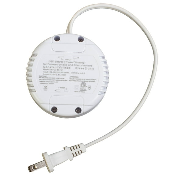 ETL LISTED 12V 2.5A 30W CLASS 2 TRIAC DIMMABLE ROUND SHAPE POWER SUPPLY