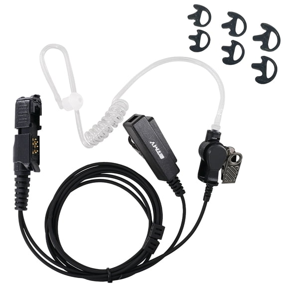 ETMY ER102 Acoustic Tube Earpiece with Mic & PTT for Motorola XPR3500e XPR3300e XPR3500 XPR3300 XiR P6620 P6600 DP2400 DP2600 Radios, Long Wire Surveillance Headset for Hotel Security Warehouse