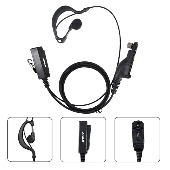 ETMY ER13 G Shape Radio Earpiece with Mic and Long Cord PTT for Motorola APX XPR Series Radios (APX4000, APX6000, APX7000, APX8000, XPR7350, XPR7550)