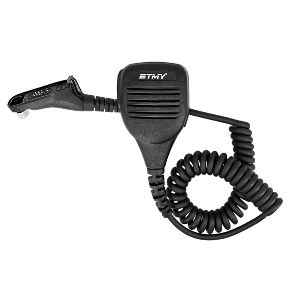 ETMY Multi-Pin Speaker Mic Compatible with APX 6000 7000 8000 & XPR 6000 7000 Series Radios - 360° Rotating Clip, PTT Button & 3.5mm Jack, Secure Locking Connector 1 Pack