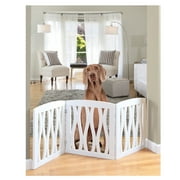 ETNA Products Folding 3 Panel Wood Pet Gate with Wavy Design - White