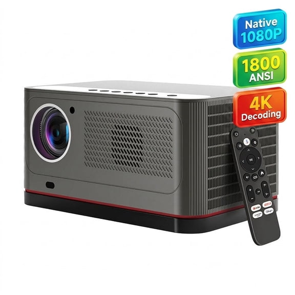 Smart Projector with WiFi Bluetooth,1080P Projector 1800 ANSI,Android TV with Netflix,Auto Focus & Keystone,4K Supported Home Theater Projector with Dolby Audio