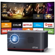 ETOE Smart Wireless Projector with Wifi Bluetooth for Home Theater, 1080P Projector 1800 ANSI, Built-in Pre-installed Streaming Apps, Auto Focus & Keystone, 2*10W Stereo Speakers