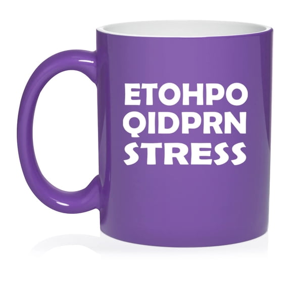 ETOHPO QIDPRN STRESS Nurse Ceramic Coffee Mug Tea Cup Gift for Her, Him, Women, Men, Birthday, Coworker, Boss, Cute, Daughter, Son, Graduation, Nursing School, Funny (11oz Purple)